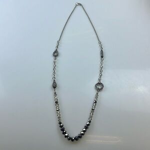 Beautiful Silver Beads Long Statement Necklace HR13-39
